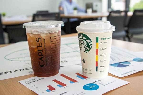 Plastic Cup vs. Paper Cup A plastic cup and a paper cup side-by-side